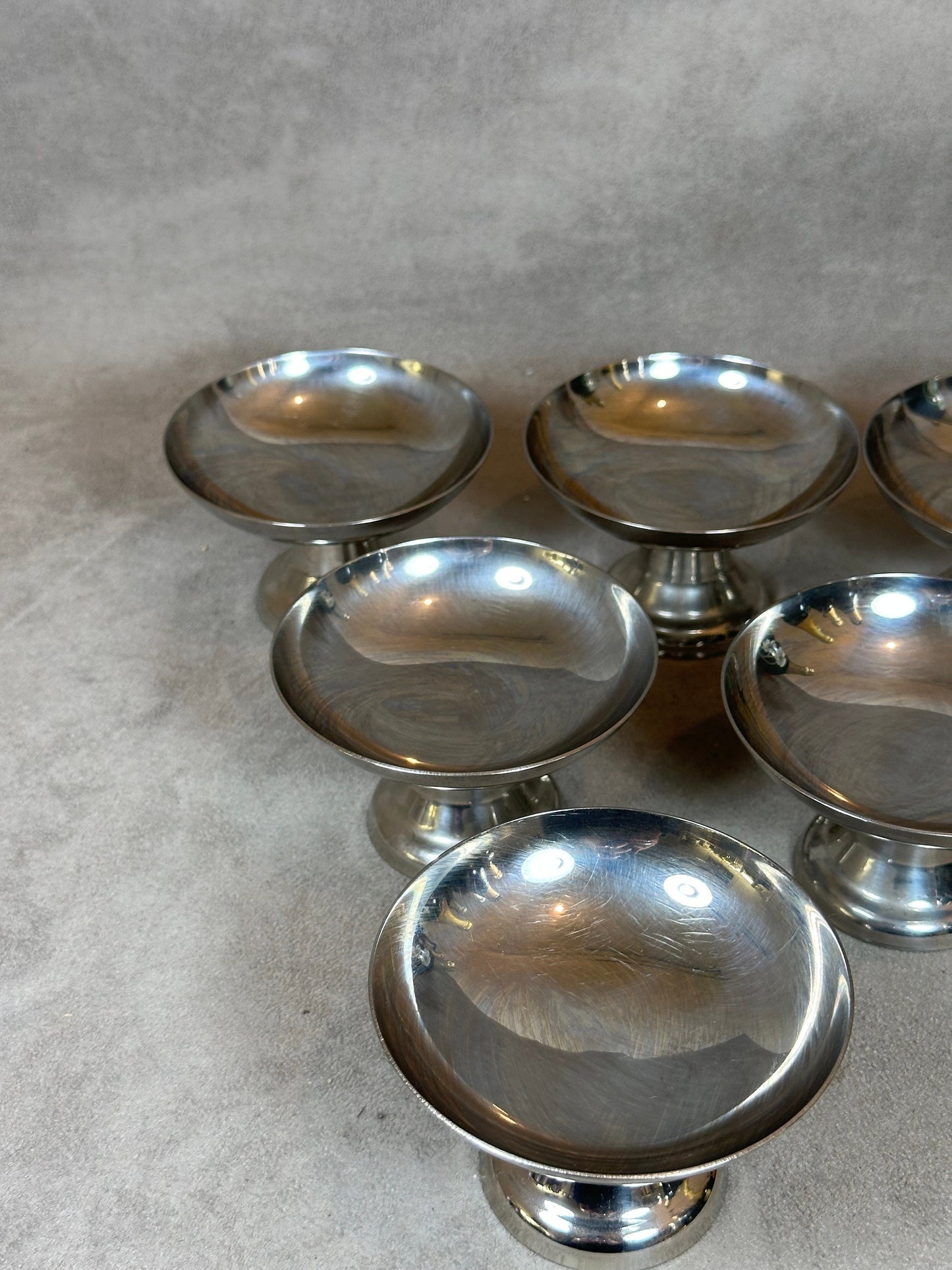 Set of 6 vintage 18/10 stainless steel ice cream cups Made in France