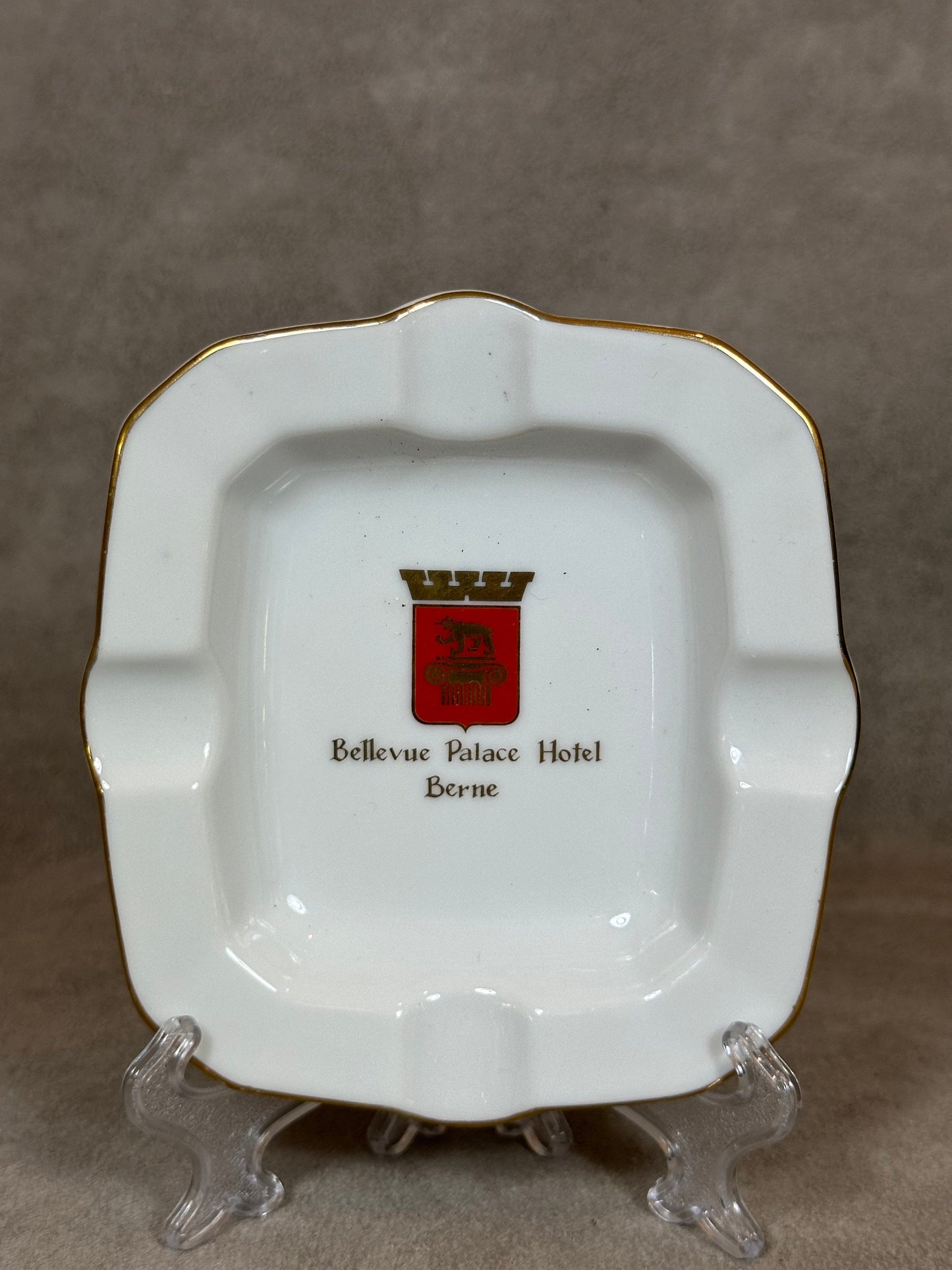 Vintage Advertising Ashtray from the Luxury Palace Hotel Bellevue Palace Hotel Ceramic 1980s