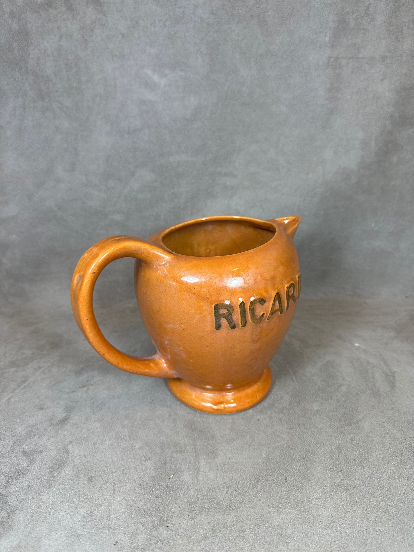 RARE Pichet Ricard en céramique marron Made in France Années 1970