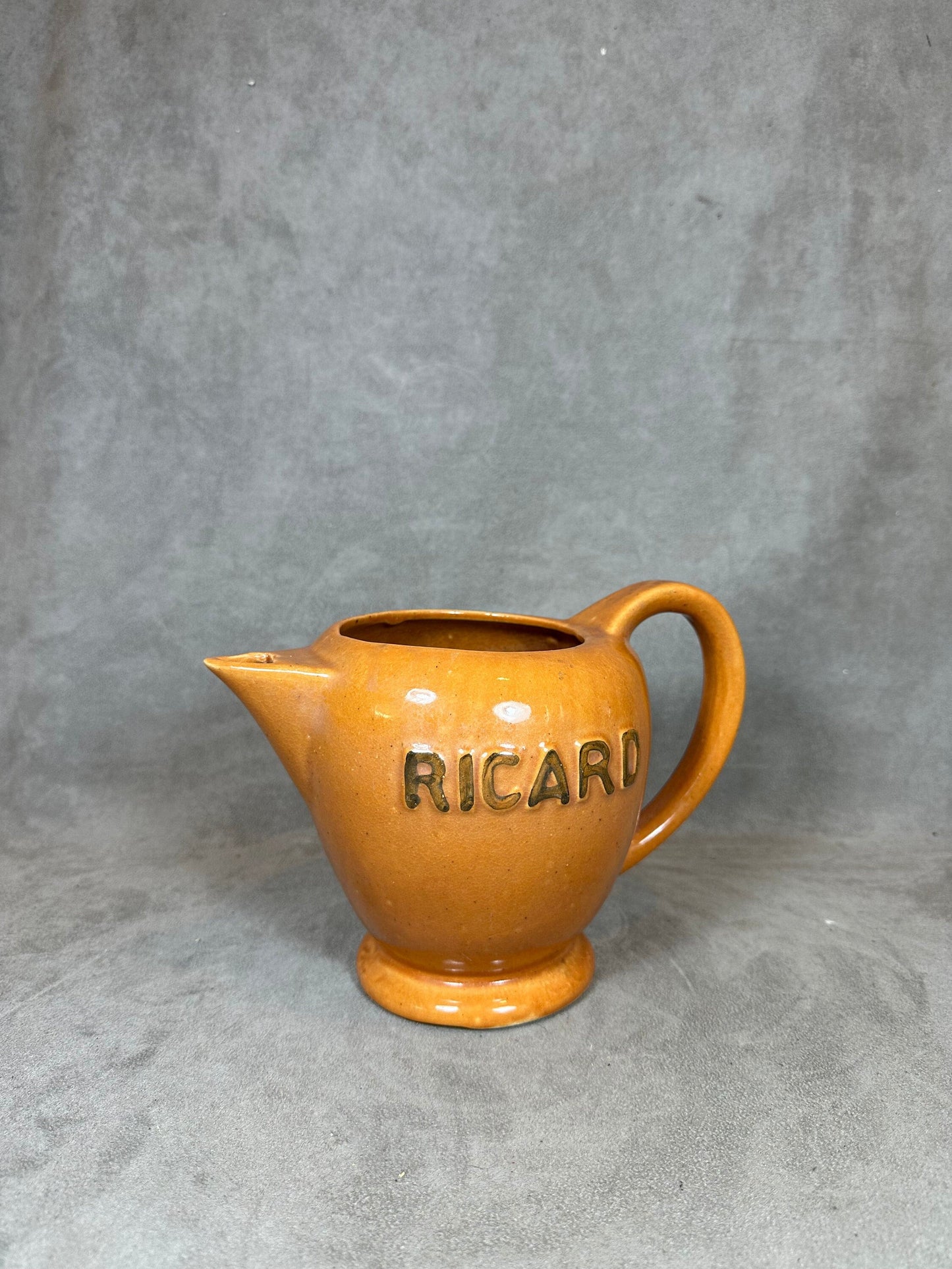 RARE Pichet Ricard en céramique marron Made in France Années 1970