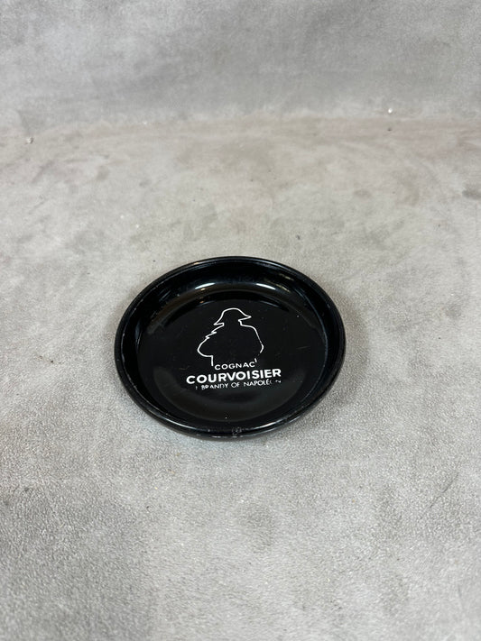 Courvoisier vintage black glass ashtray made in France