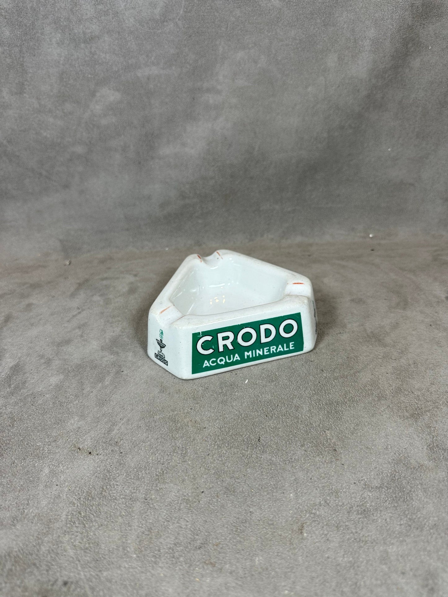 Steingut-Werbe-Aschenbecher, Crodo Acqua Minerale, Made in France, Vintage 1980