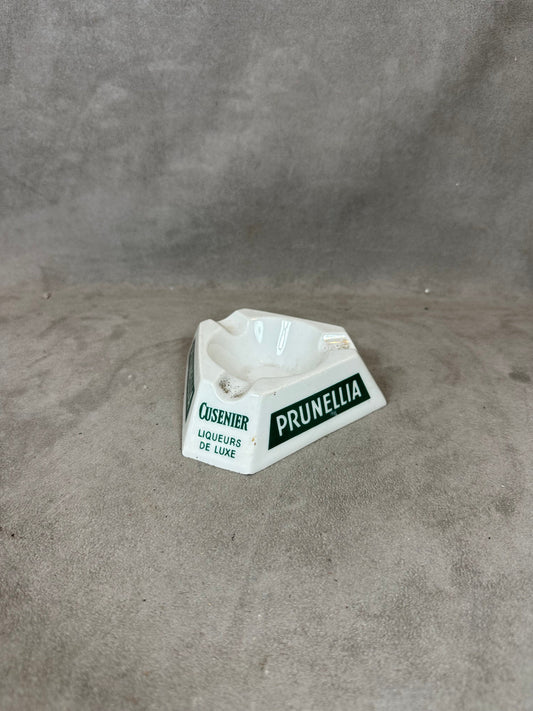 Advertising Ashtray in Earthenware, Prunellia Cusenier Luxury Liqueurs, Made in France, Vintage 1980