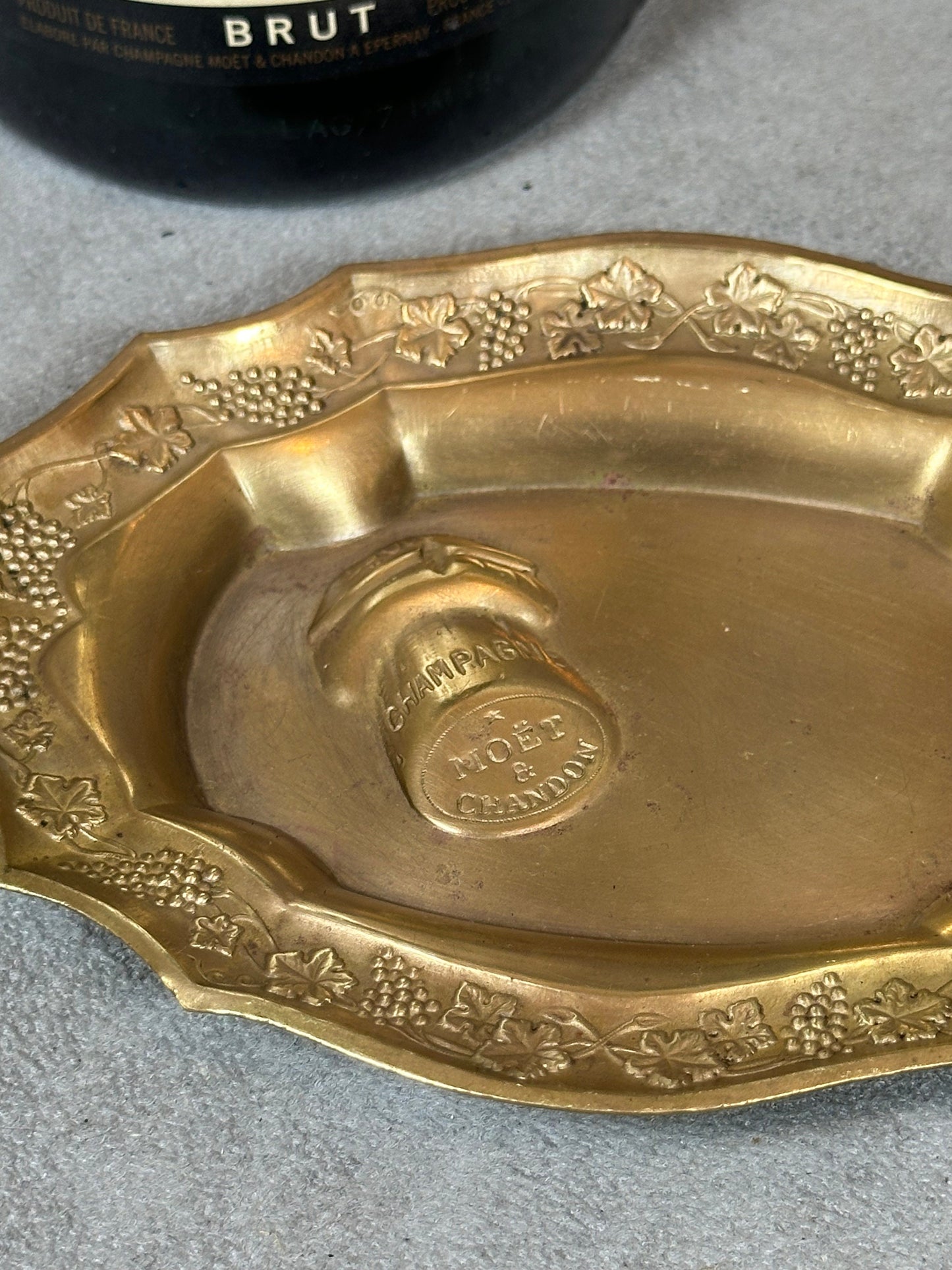 RARE Vintage brass ashtray for champagne Moet&amp;Chandon 1950s Made in France