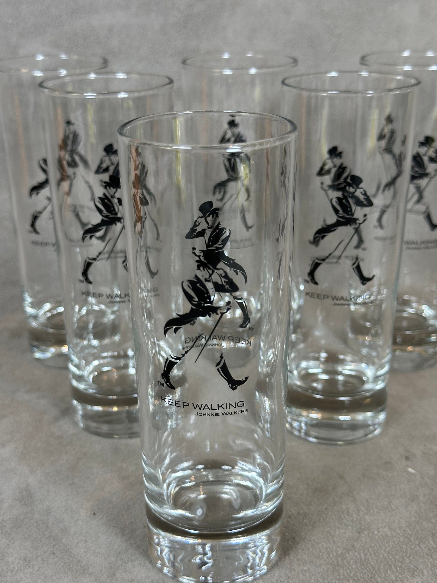 Set of 6 vintage Johnnie Walker whisky glasses in glass Made in France