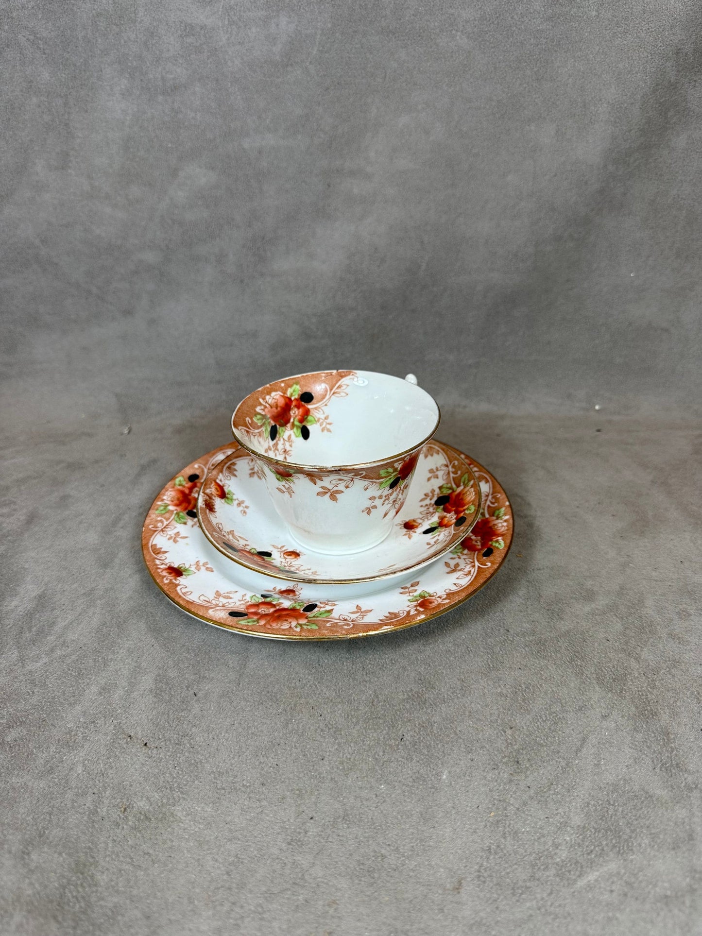Porcelain Teacup Set by Melba China, Made in England, Vintage 1970