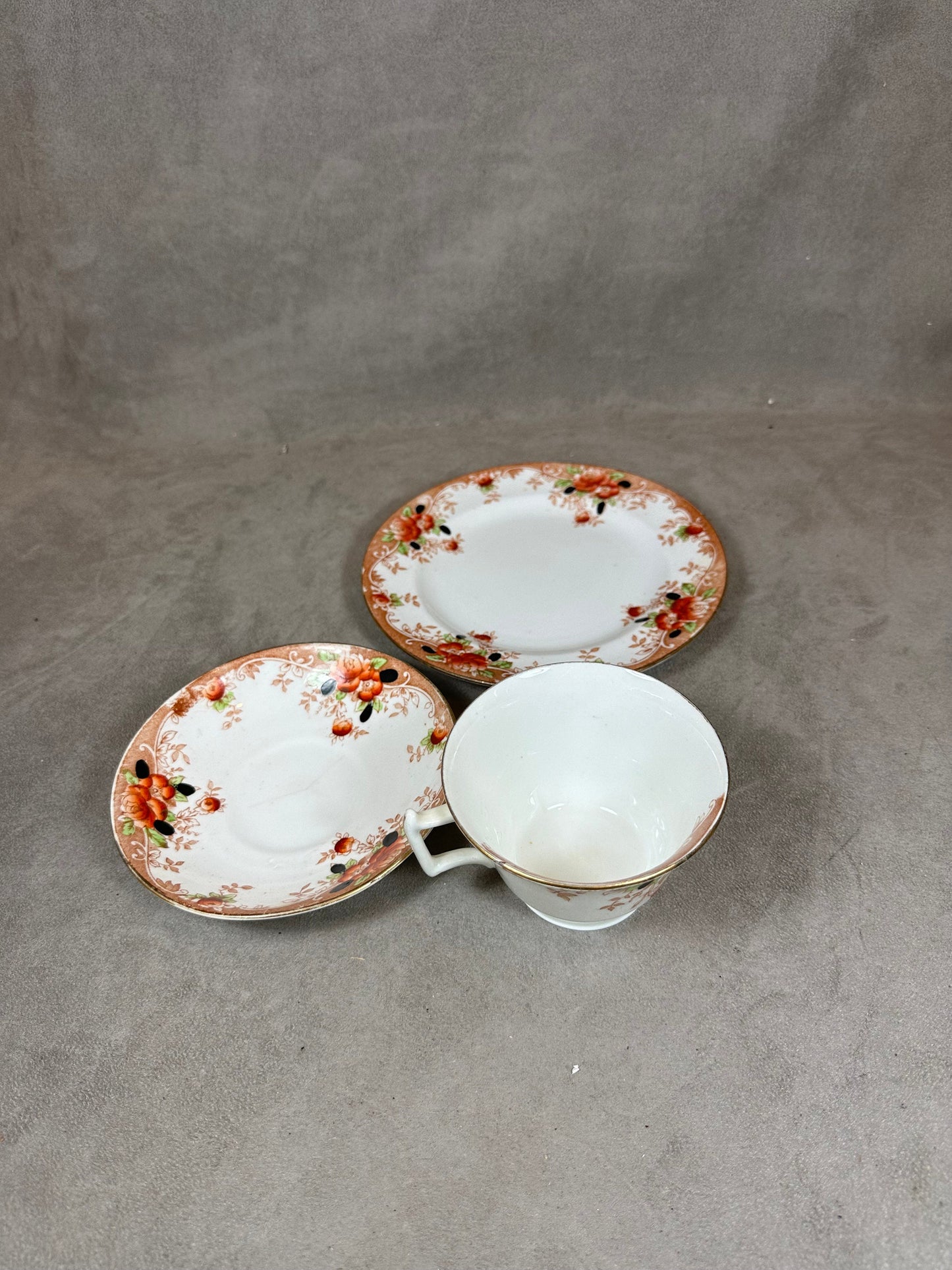 Porcelain Teacup Set by Melba China, Made in England, Vintage 1970