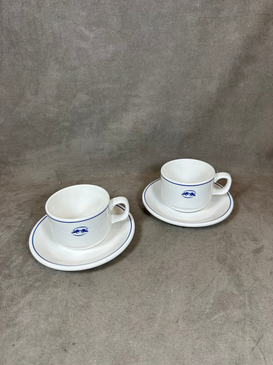 Service à café en porcelaine Les Wagons Lits par Dudson Made in England Vintage 1970