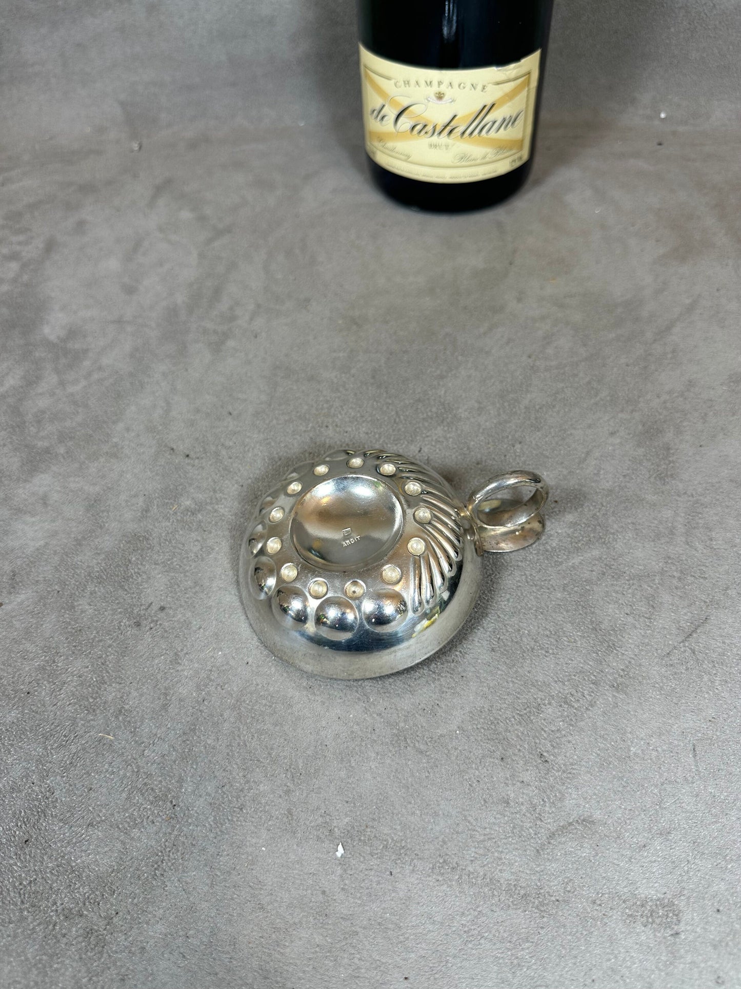 Tastevin en metal argenté champagne De Castelanne vintage made in France