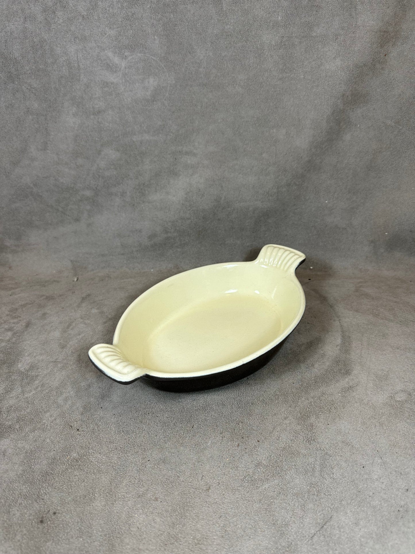 Brown Enameled Cast Iron Dish, Made in France, Vintage 1970