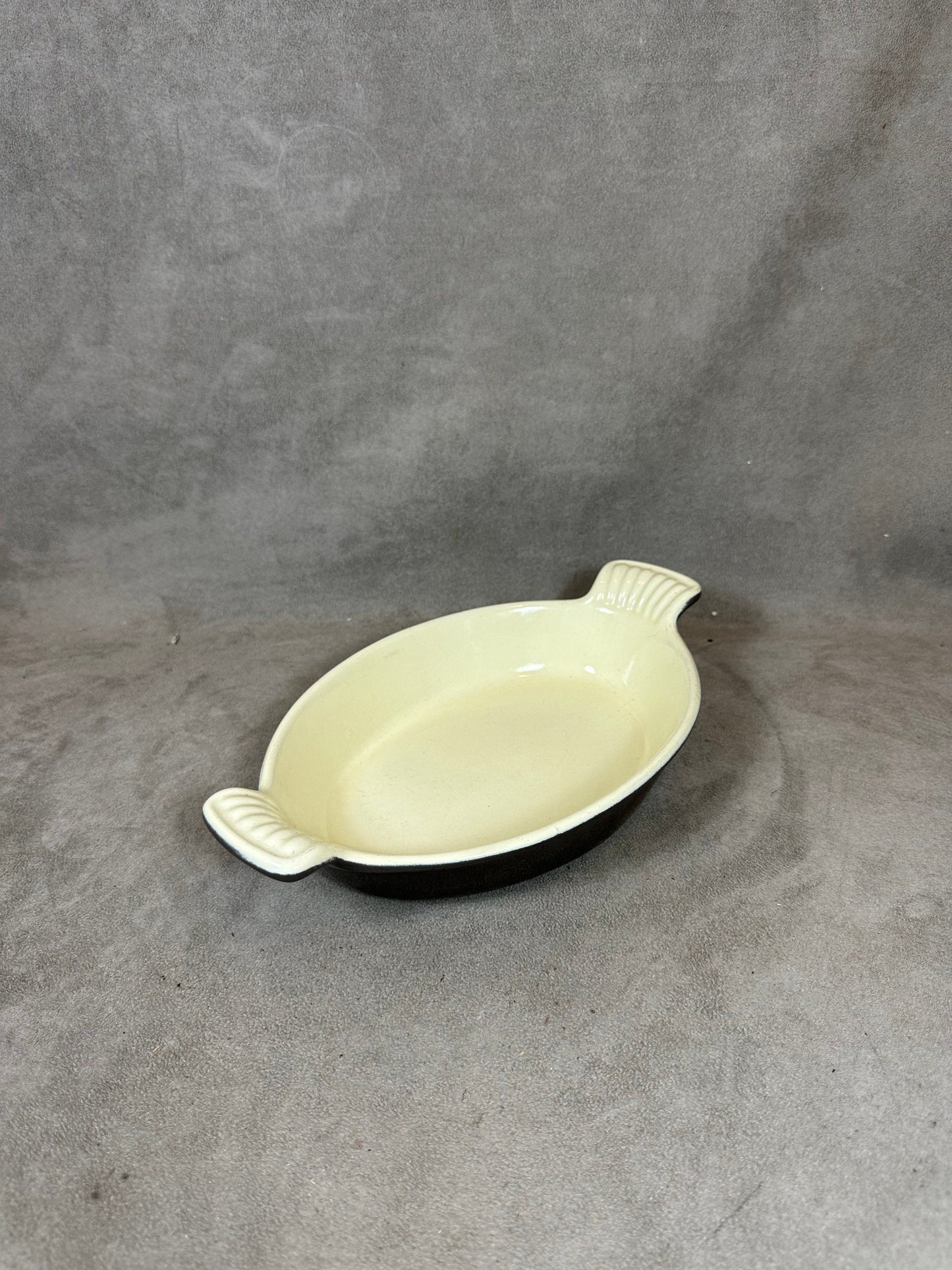 Brown Enameled Cast Iron Dish, Made in France, Vintage 1970