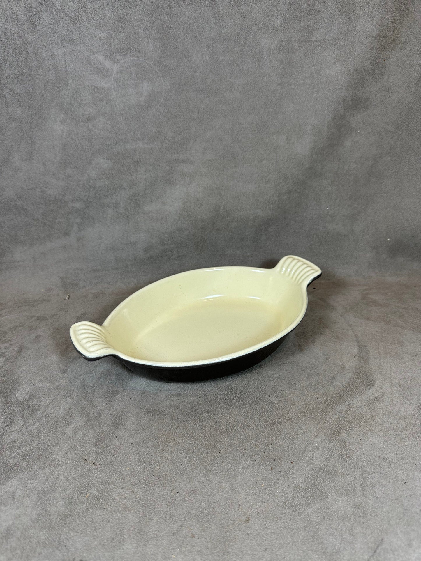 Brown Enameled Cast Iron Dish, Made in France, Vintage 1970