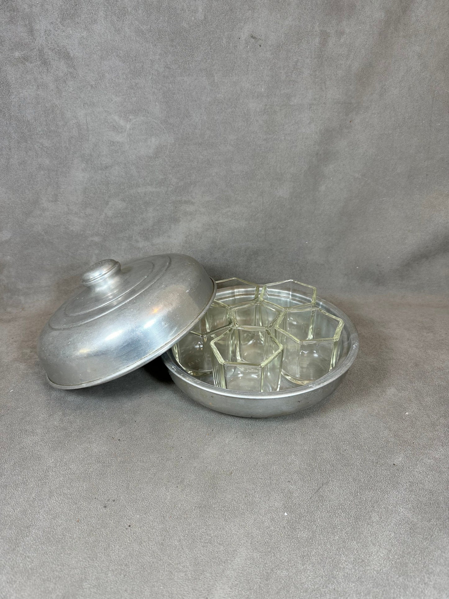 RARE YALACTA aluminum yogurt maker with 5 yogurt pots and 1 vintage ferment pot made in France 1950