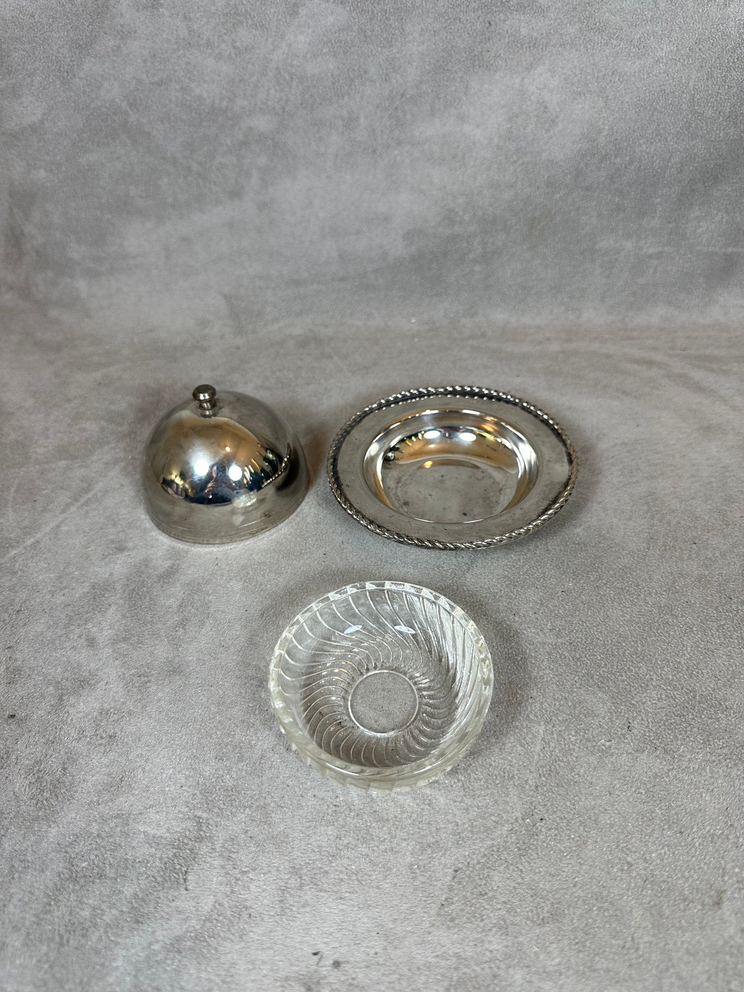 Silver Metal Butter Dish, Made in France, Vintage 1960