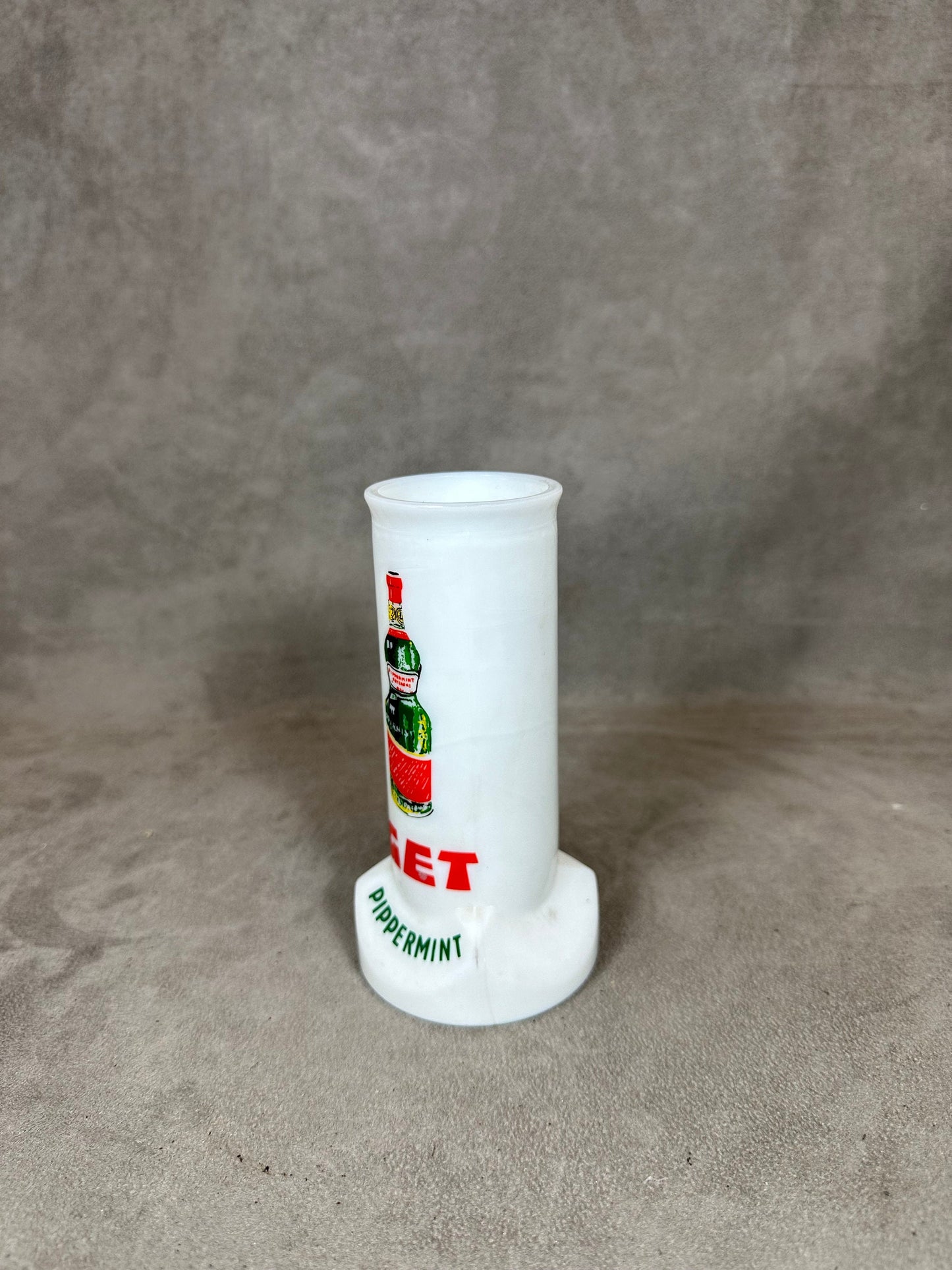 Advertising Glass Straw Holder, Get Pippermint, Made in France, Vintage 1970