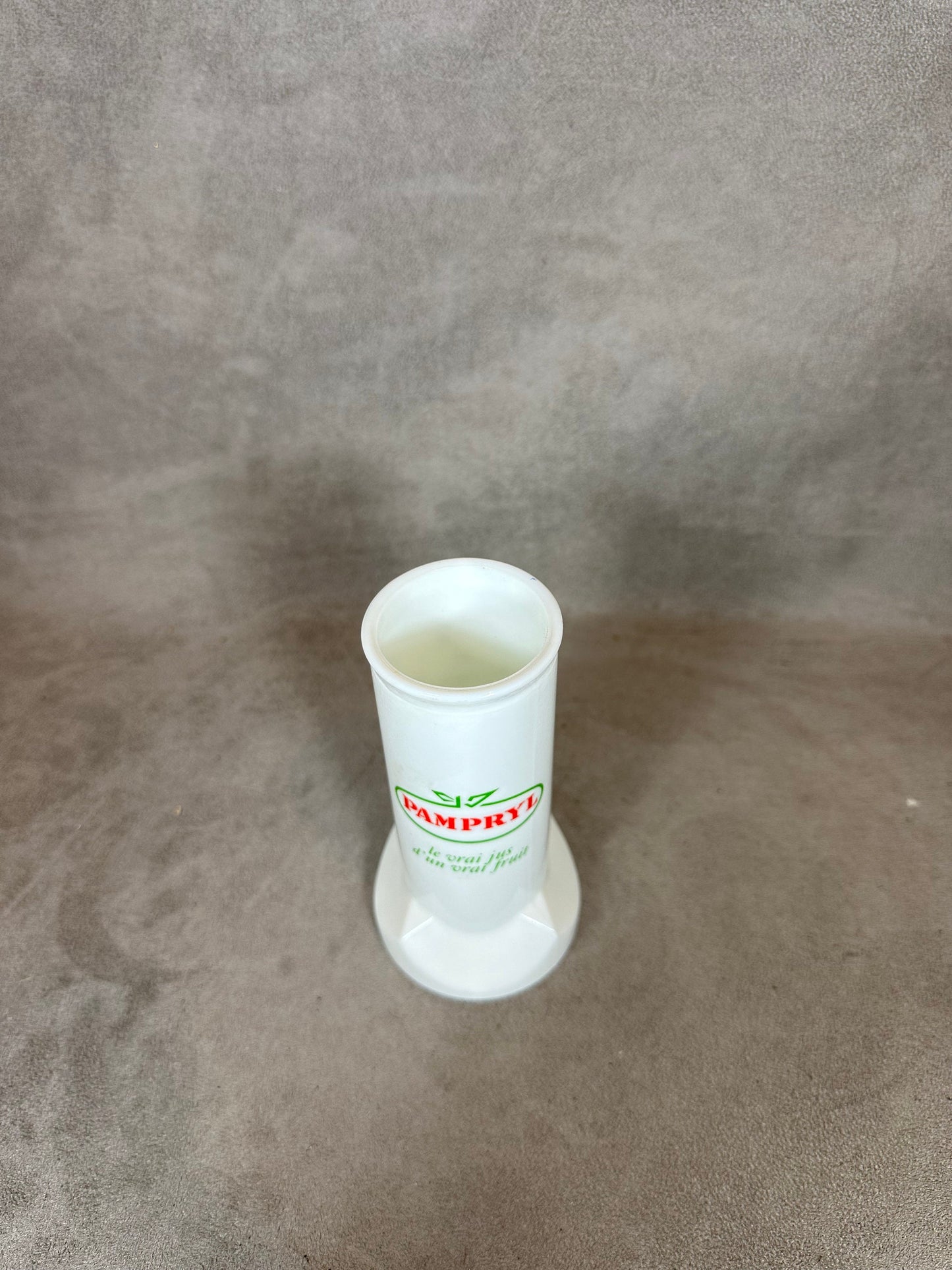 Pampryl Vintage advertising opaline glass straw holder Made in France 1960