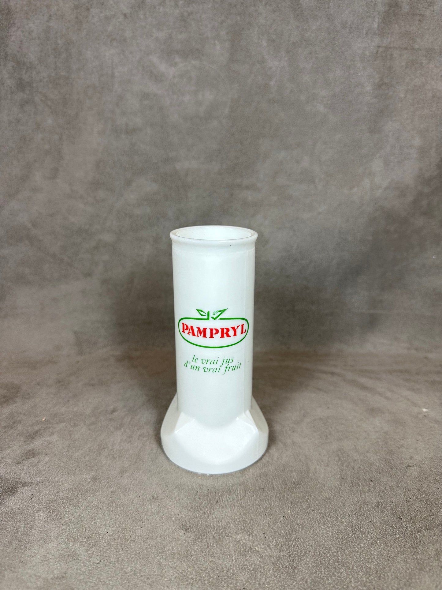Pampryl Vintage advertising opaline glass straw holder Made in France 1960