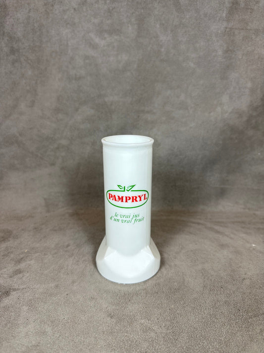 Pampryl Vintage advertising opaline glass straw holder Made in France 1960
