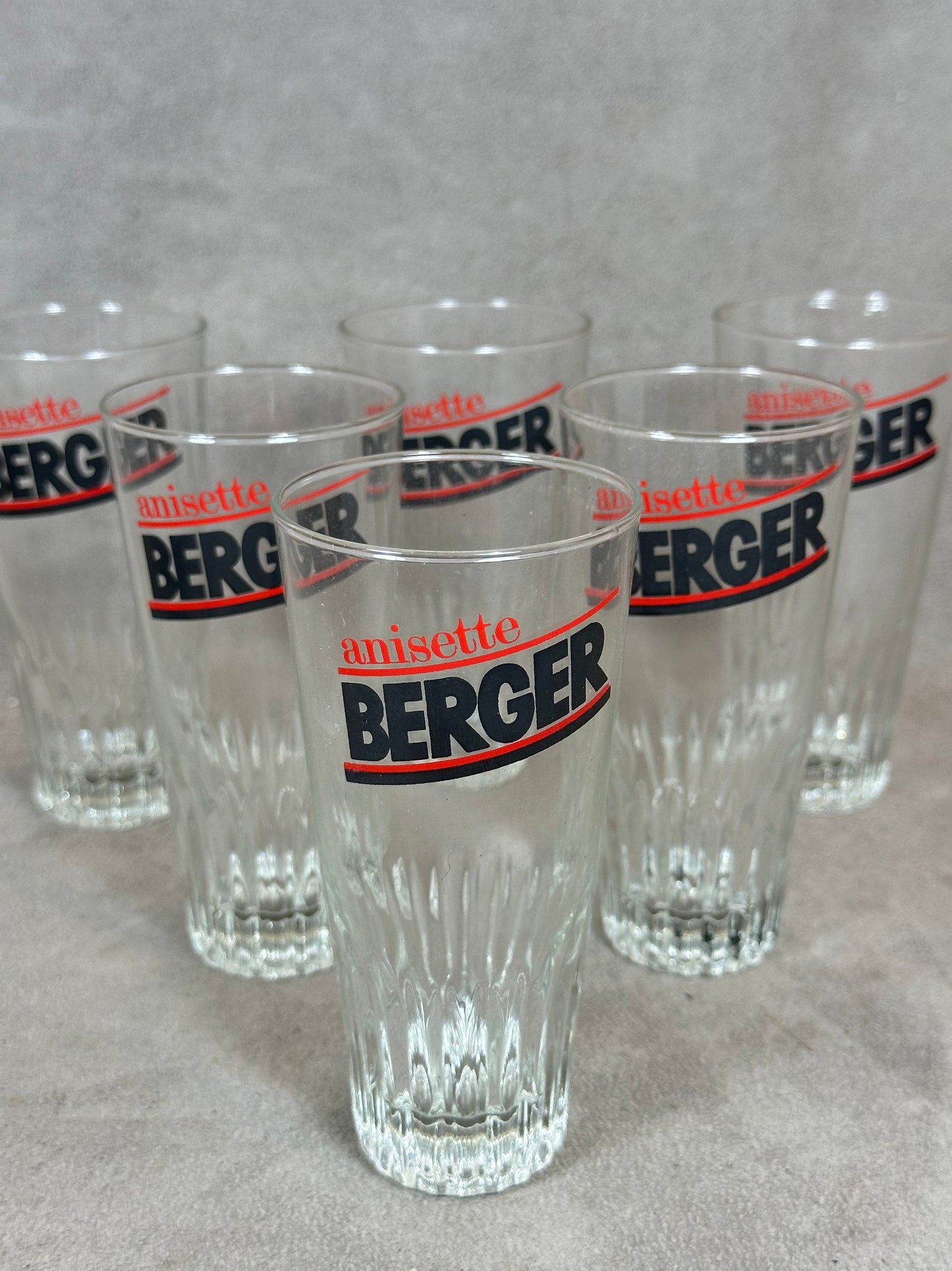 6 verres Anisette Berger vintage articles publicitaires | Made in France | Années 1960