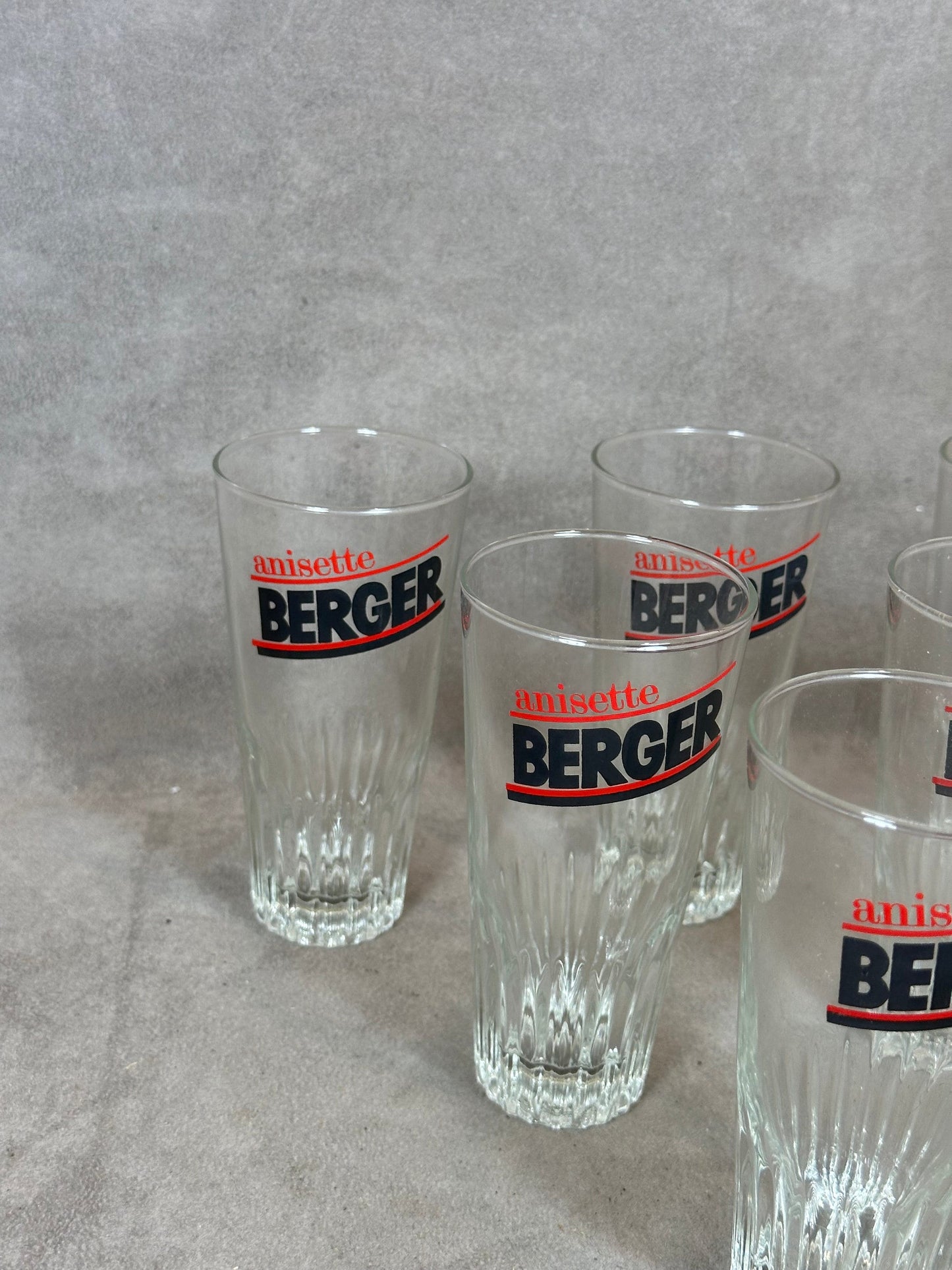 6 verres Anisette Berger vintage articles publicitaires | Made in France | Années 1960
