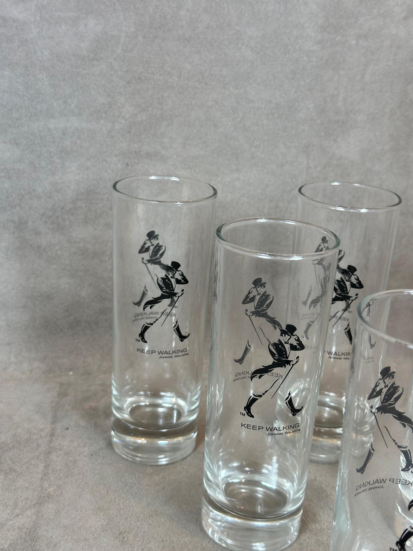 Set of 6 vintage Johnnie Walker whisky glasses in glass Made in France