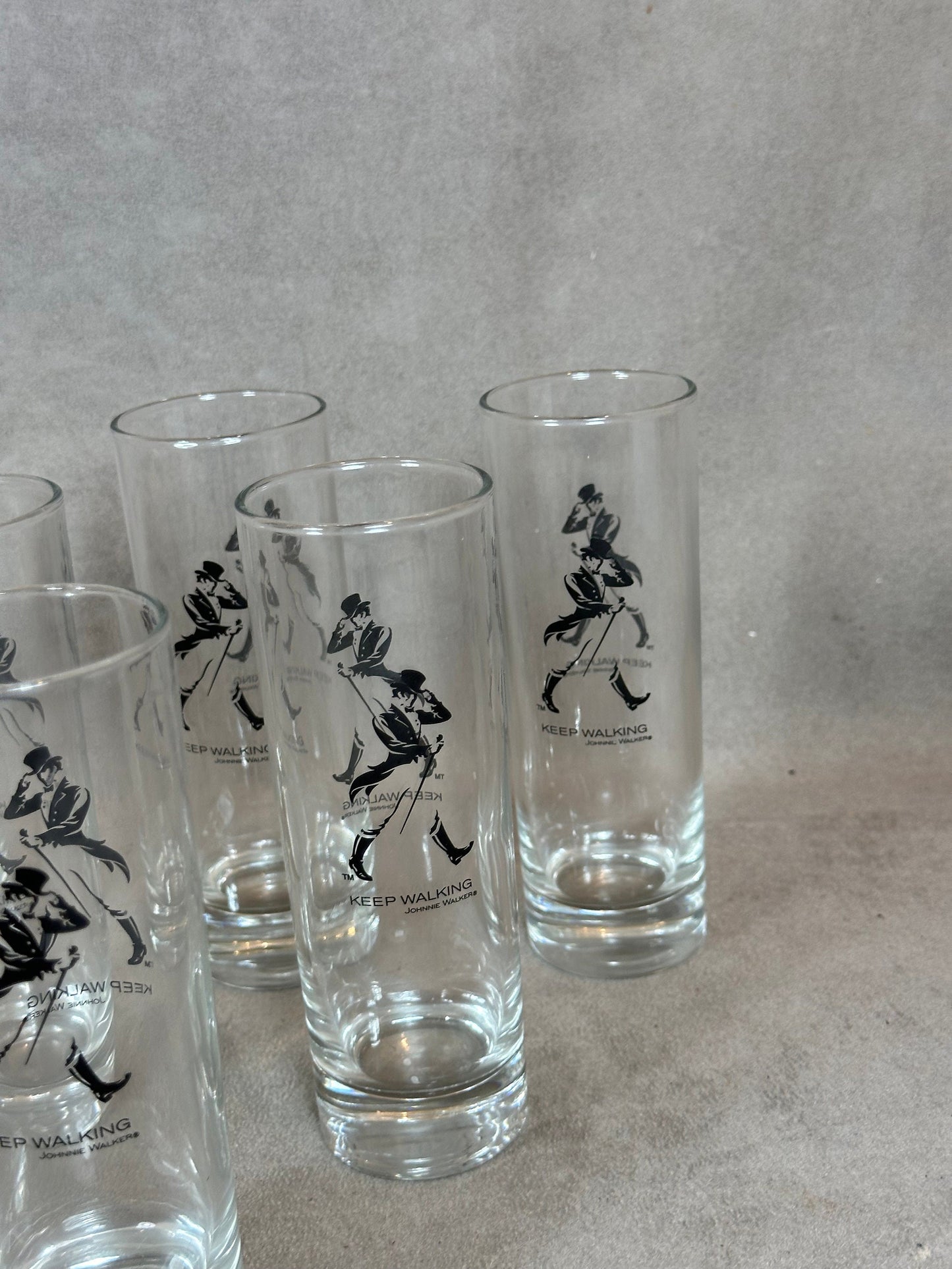 Set of 6 vintage Johnnie Walker whisky glasses in glass Made in France