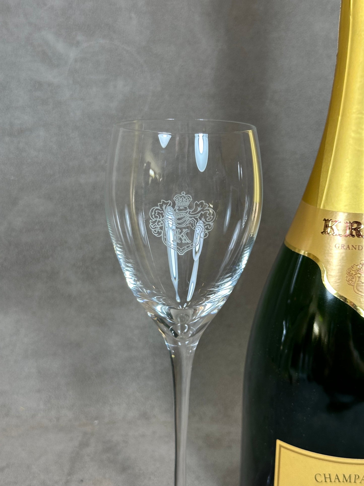 RARE Lot de 2 Flûtes Champagne KRUG en cristal Made in France Vintage 1980