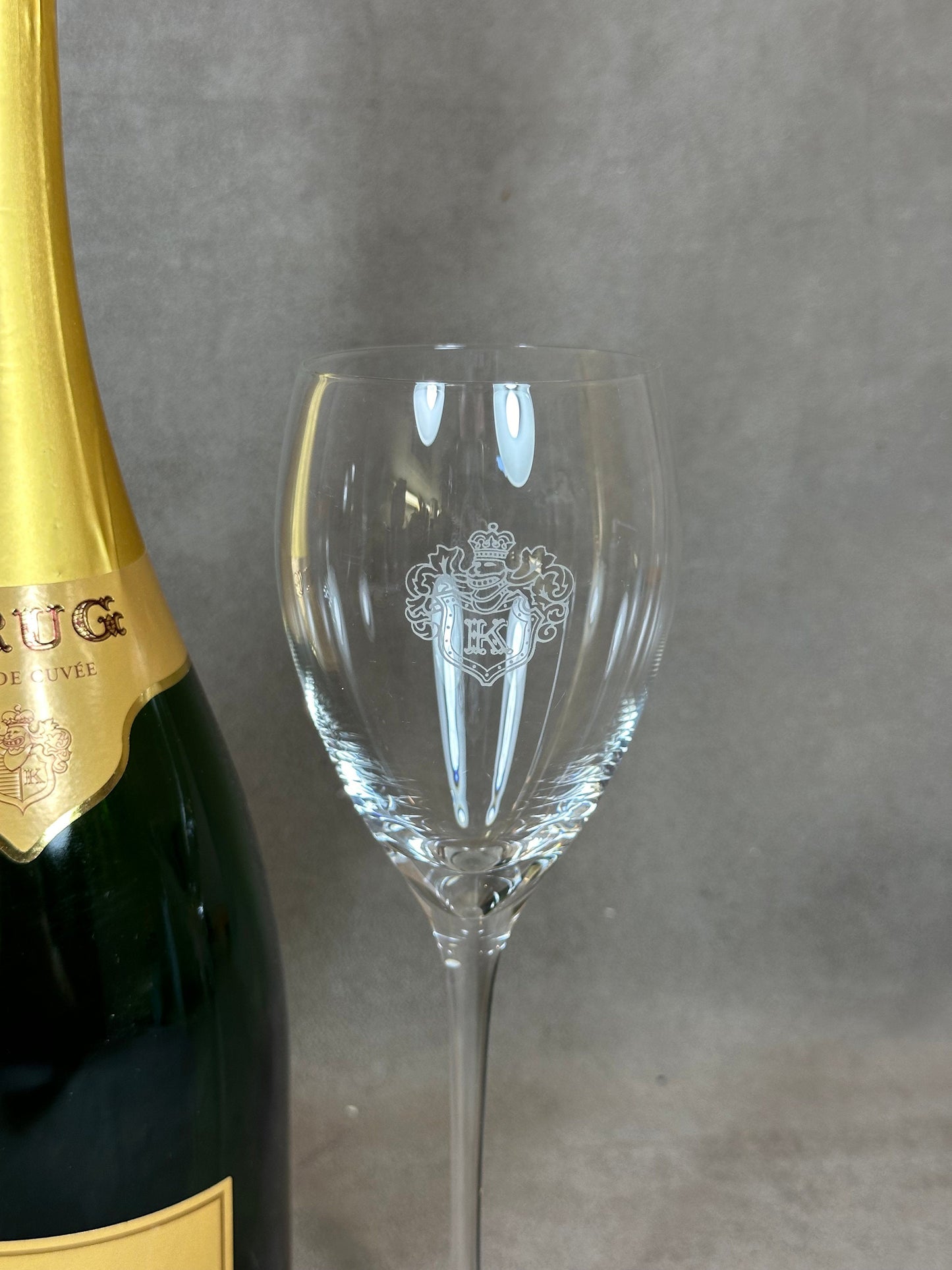 RARE Lot de 2 Flûtes Champagne KRUG en cristal Made in France Vintage 1980