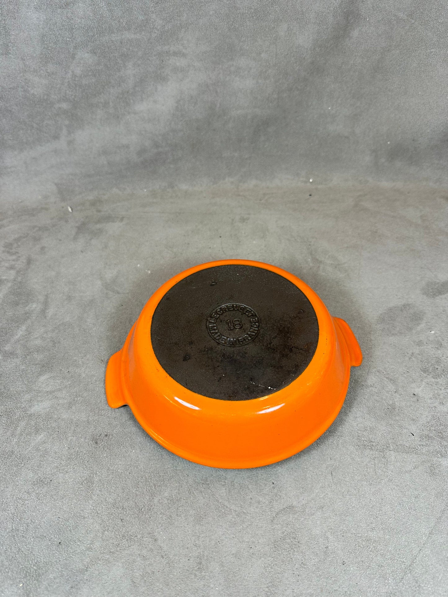 Vintage Le Creuset Orange Gusseisen Schale Made in France 1980er Jahre