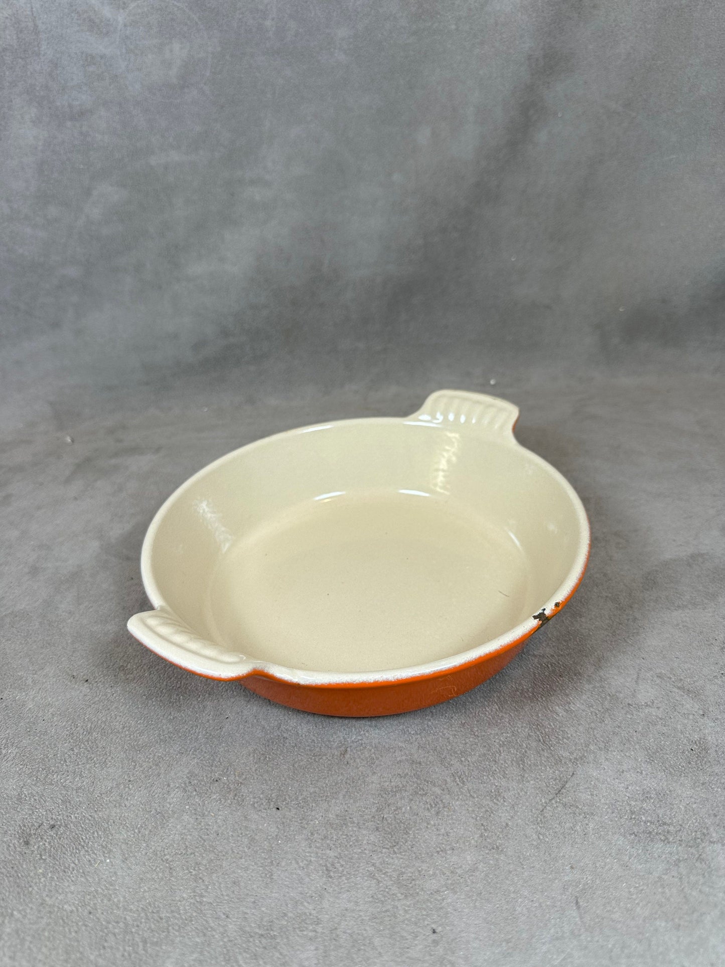 Vintage Le Creuset Orange Gusseisen Schale Made in France 1980er Jahre