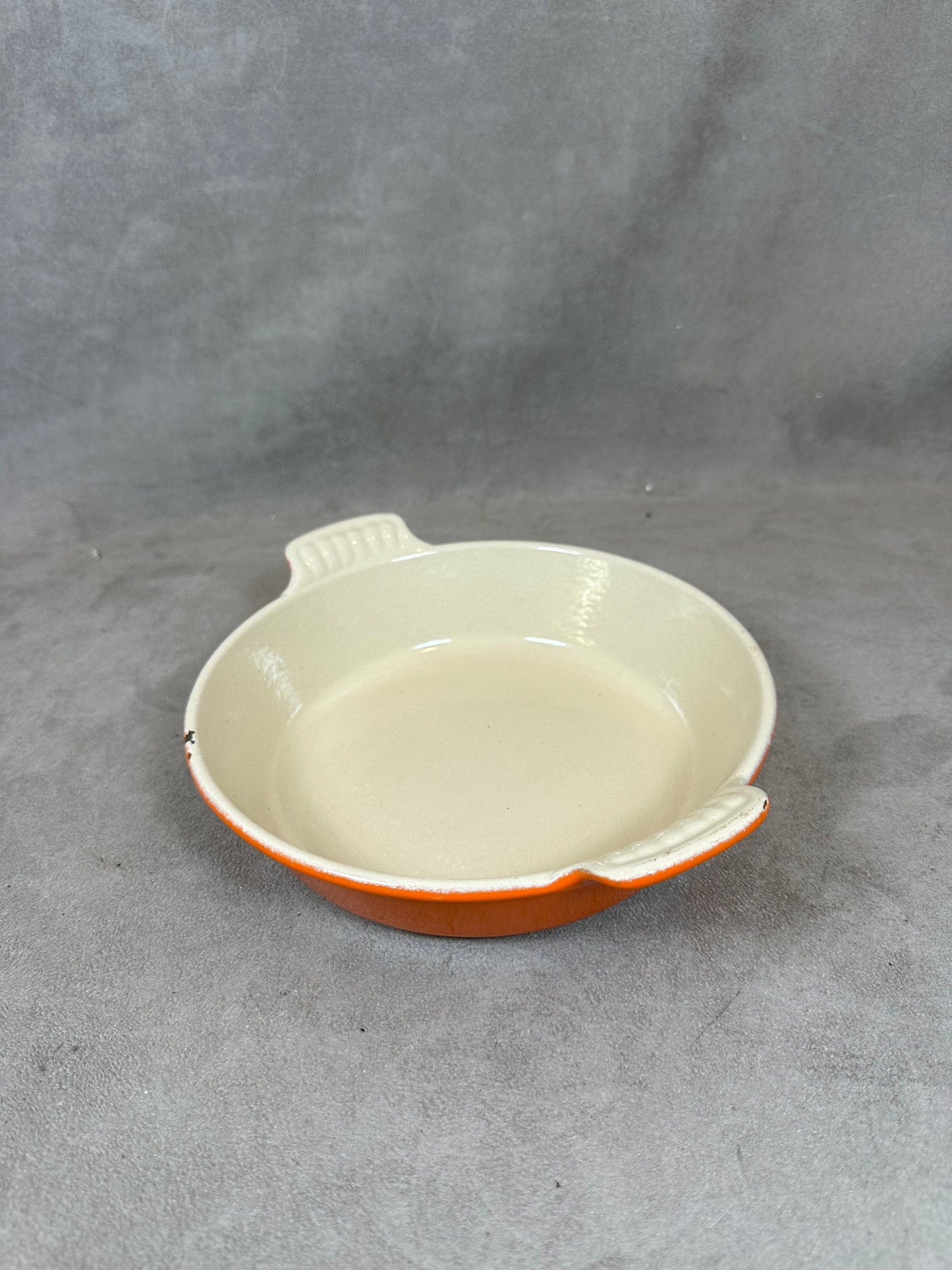 Vintage Le Creuset Orange Gusseisen Schale Made in France 1980er Jahre