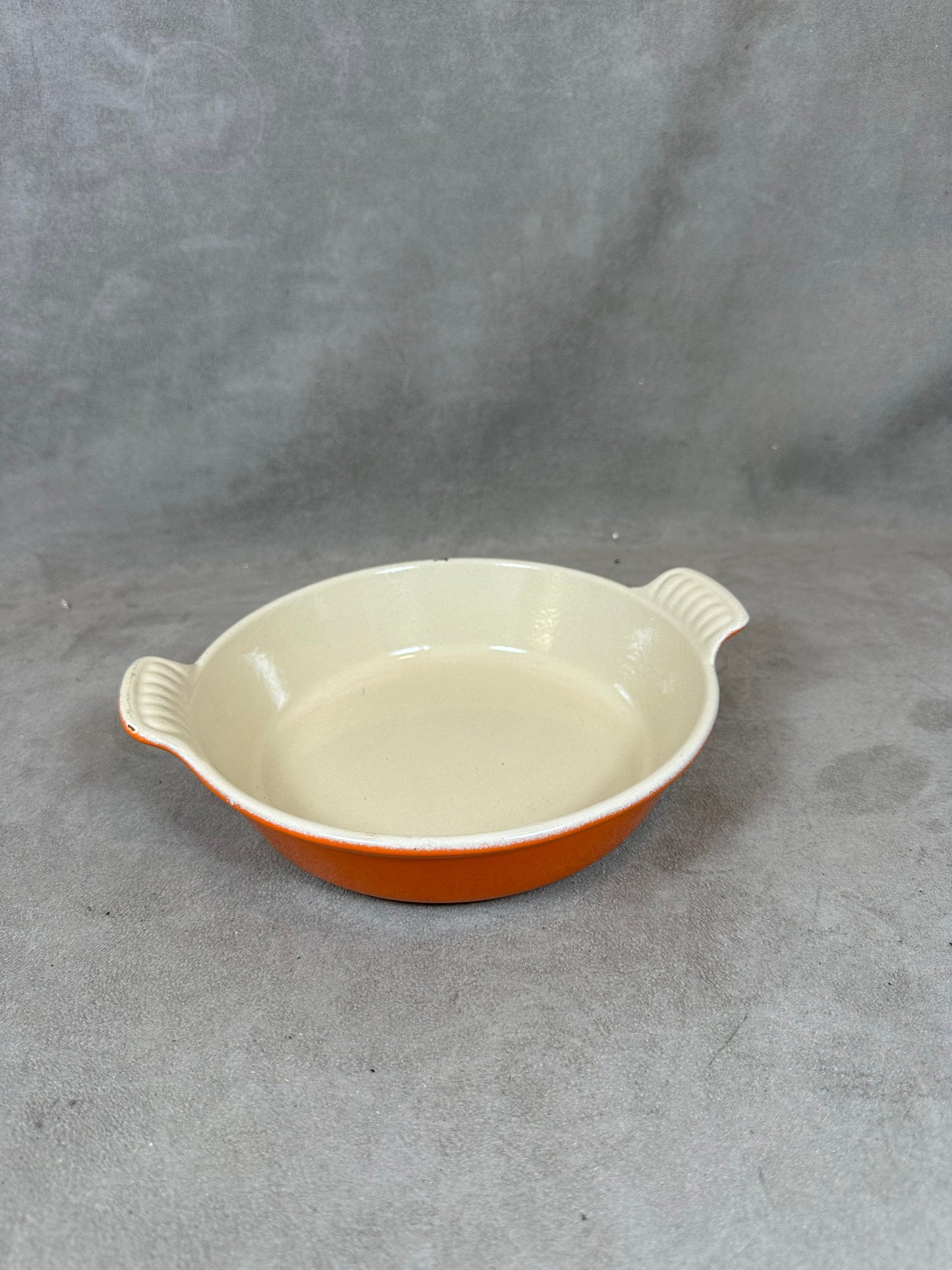 Vintage Le Creuset Orange Gusseisen Schale Made in France 1980er Jahre