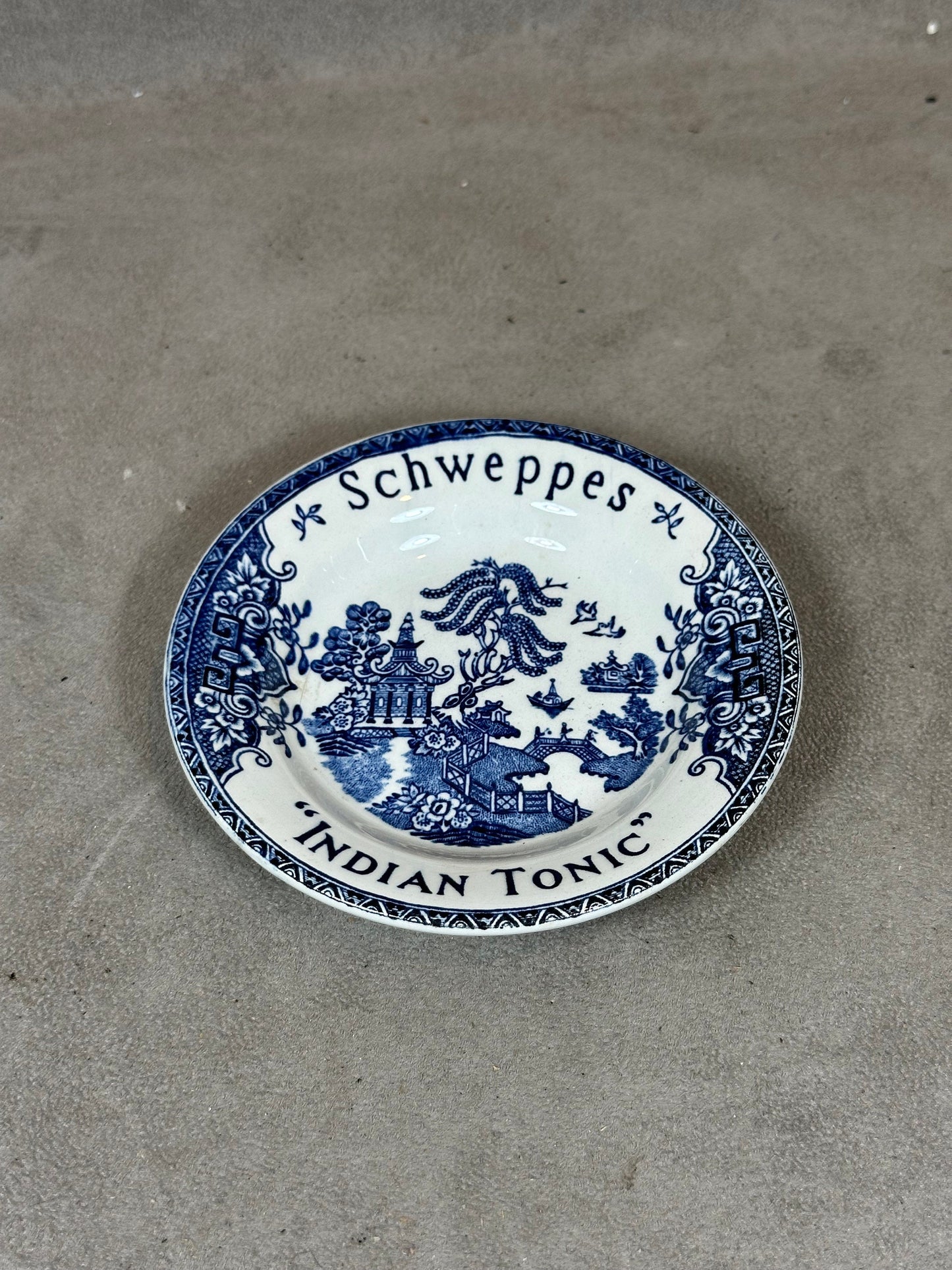 Vintage Schweppes Indian Tonic earthenware bowl, ashtray, empty pocket Made in France