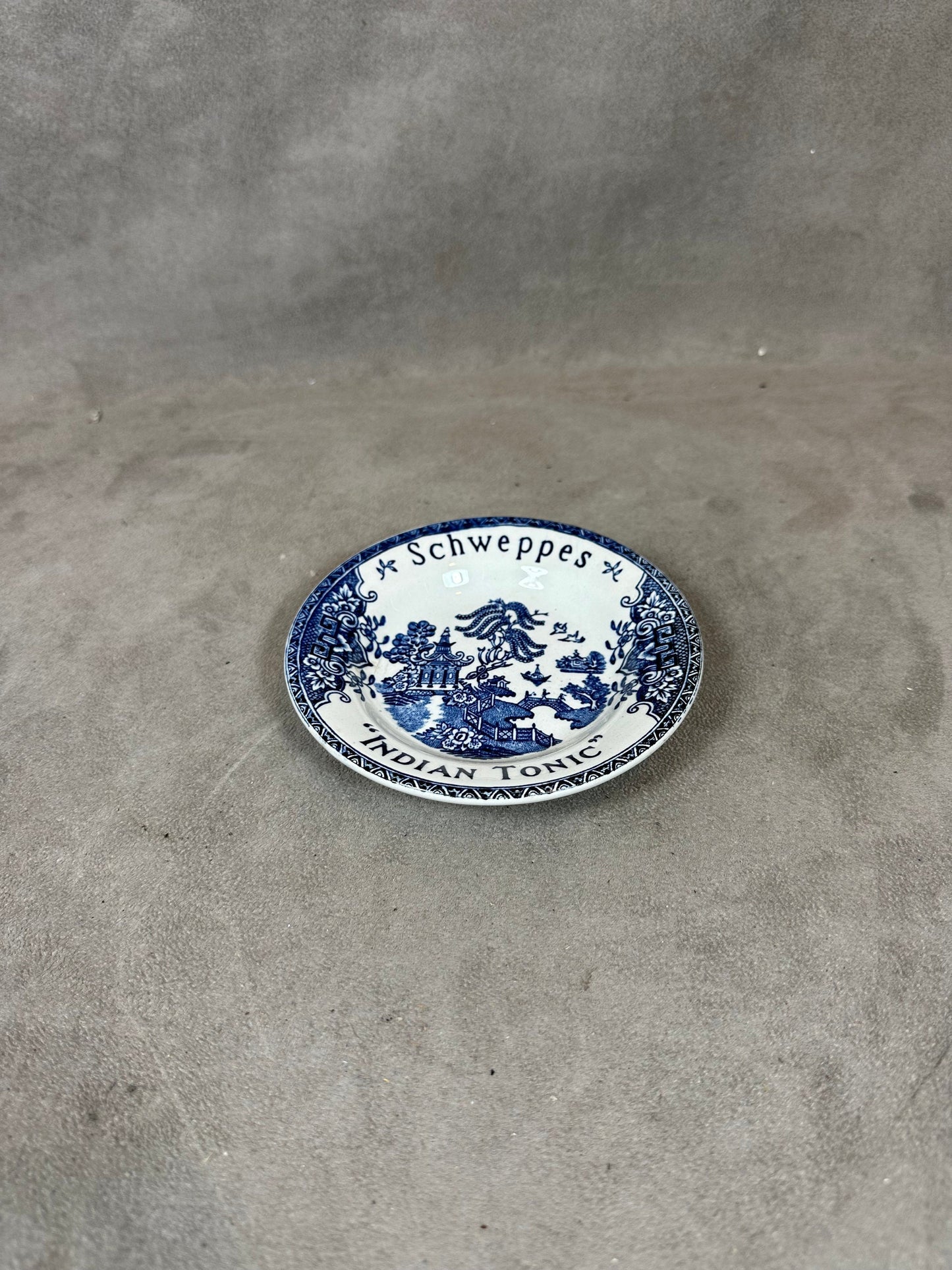 Vintage Schweppes Indian Tonic earthenware bowl, ashtray, empty pocket Made in France