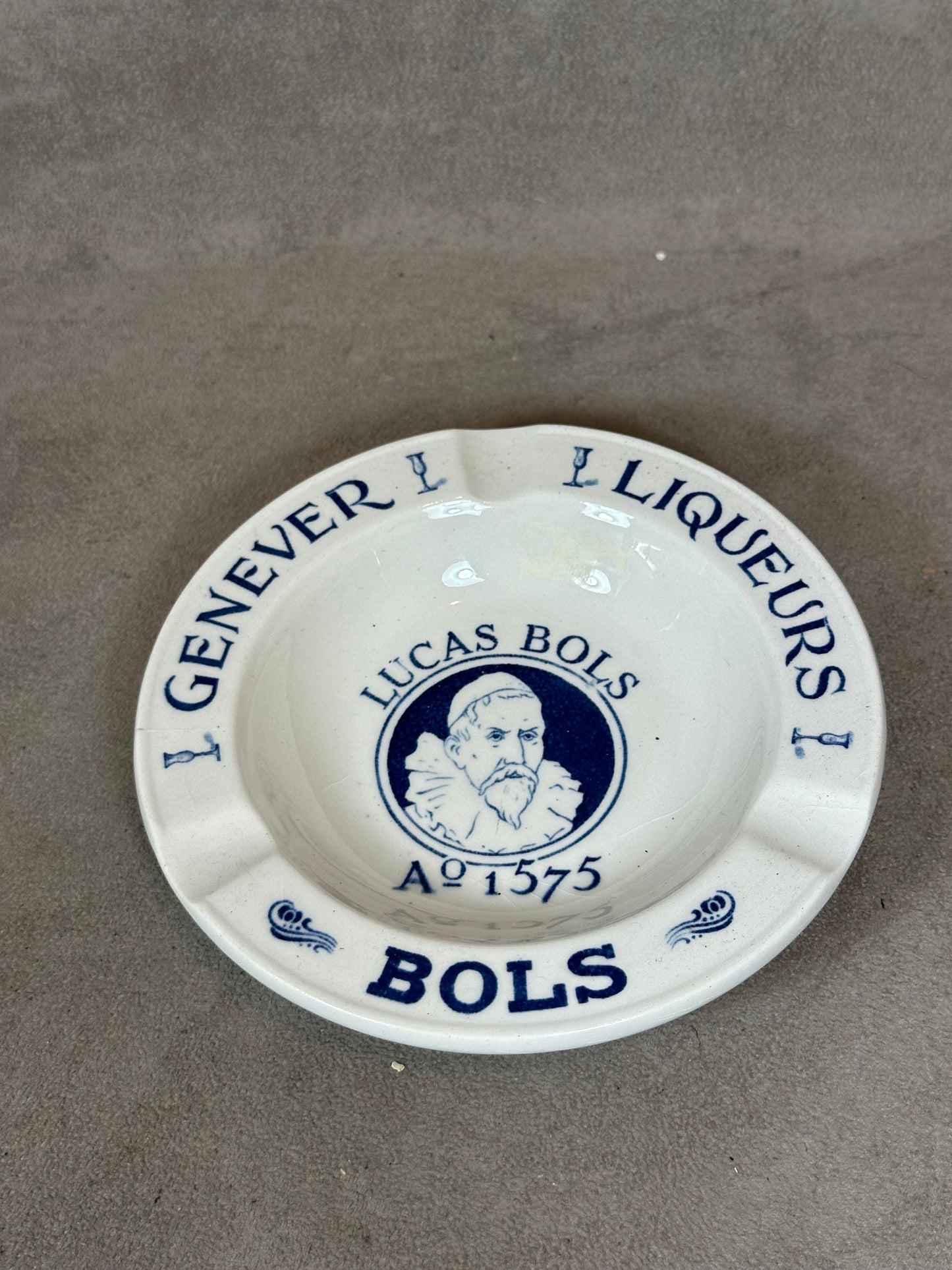 Vintage Lucas Bols Likör-Gin-Aschenbecher aus Steingut Made in France 1960