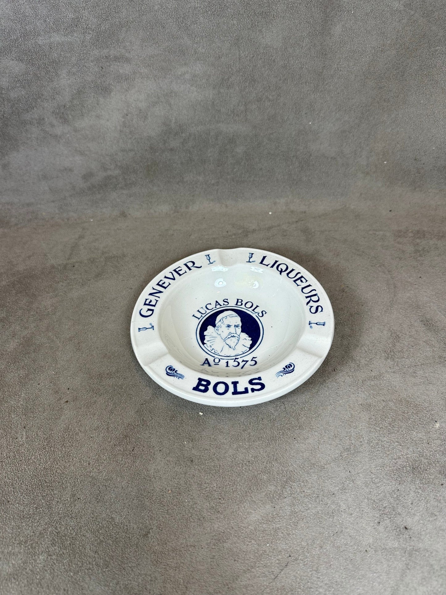 Vintage Lucas Bols liqueur gins ashtray in earthenware Made in France 1960