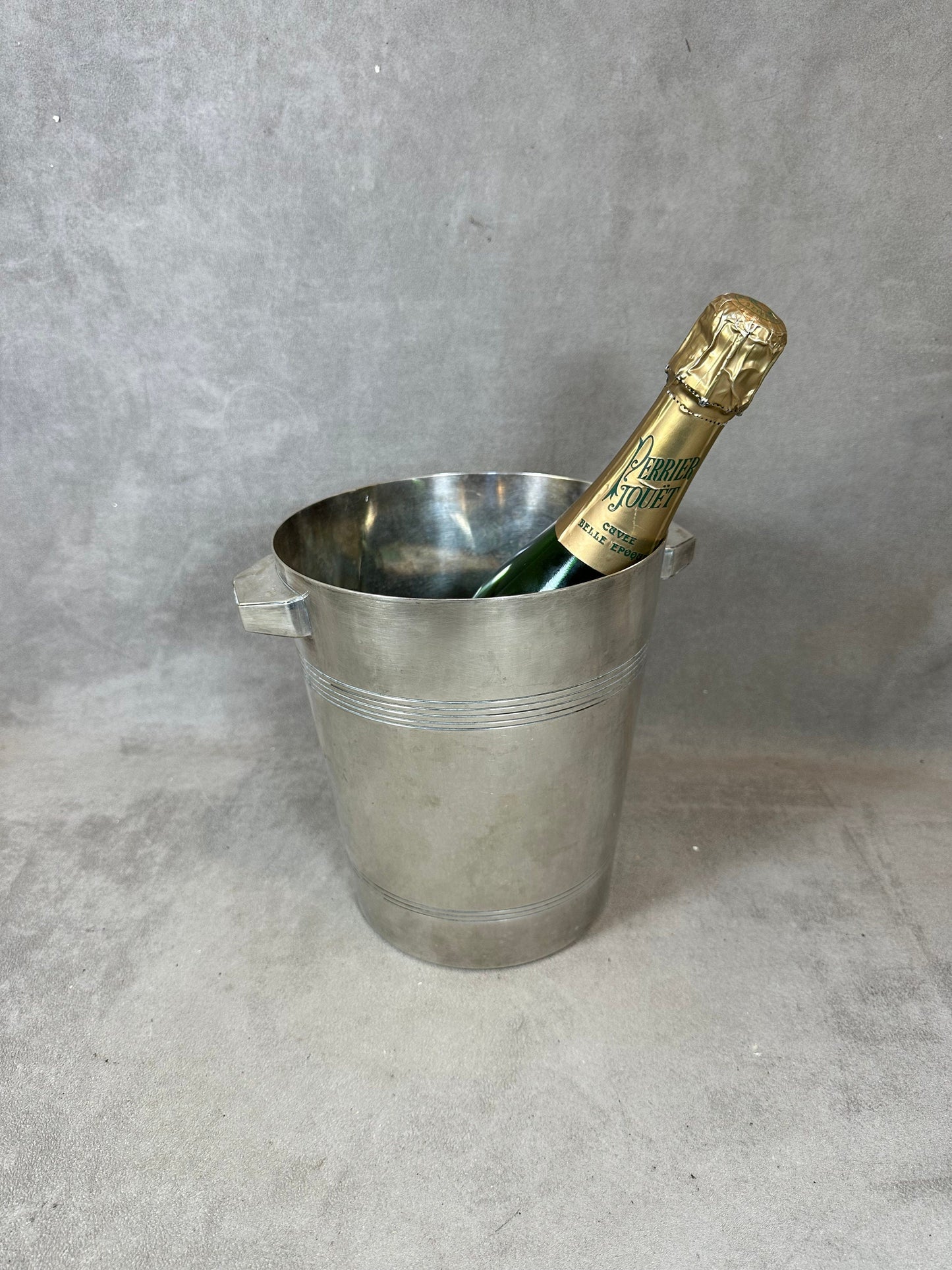 Magnifique seau à champagne en métal argenté Wiskemann Made in France Années 1950