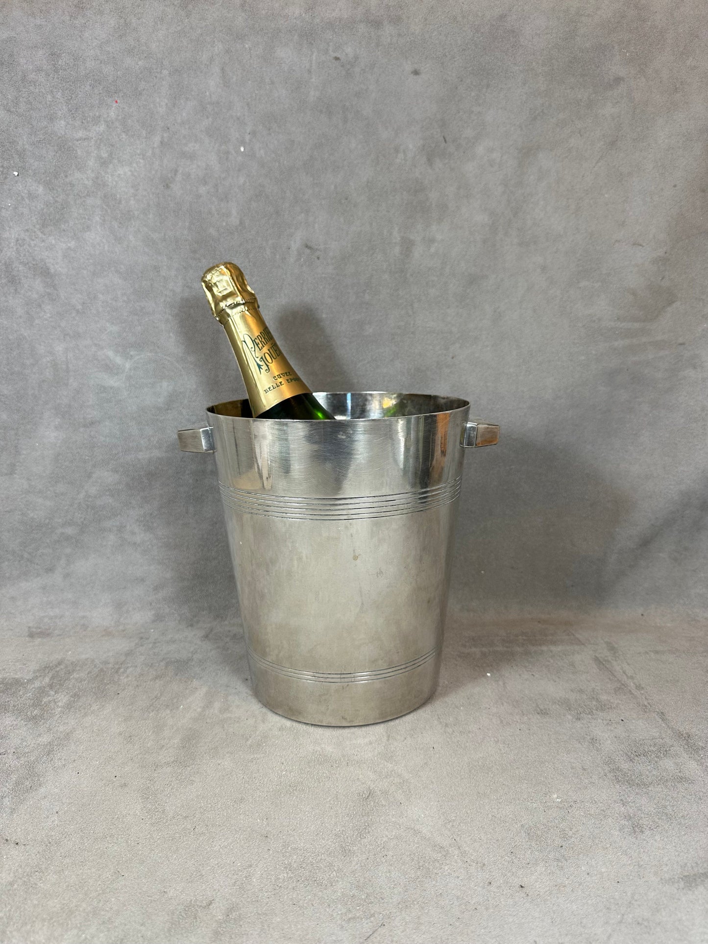Magnifique seau à champagne en métal argenté Wiskemann Made in France Années 1950