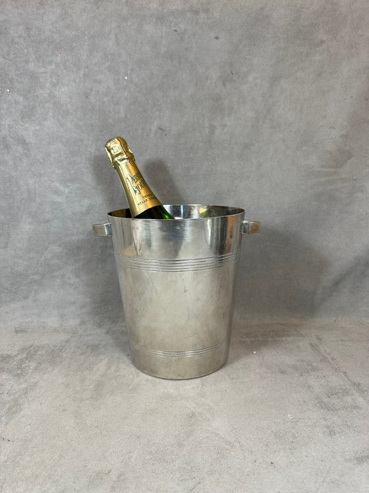 Magnifique seau à champagne en métal argenté Wiskemann Made in France Années 1950