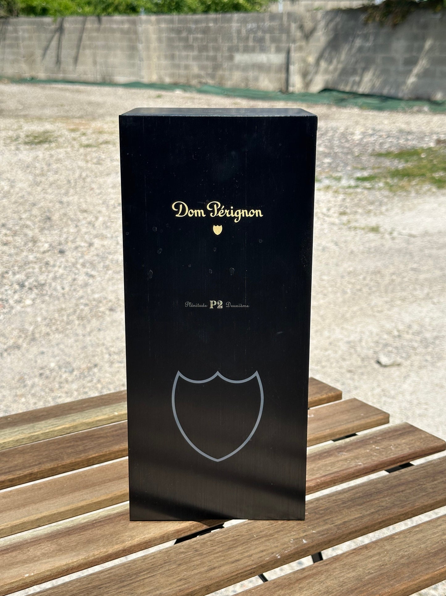 SELTENE Holzkiste für 2 Champagnerflaschen Dom Pérignon Plénitude. Hergestellt in Frankreich, 1980er Jahre