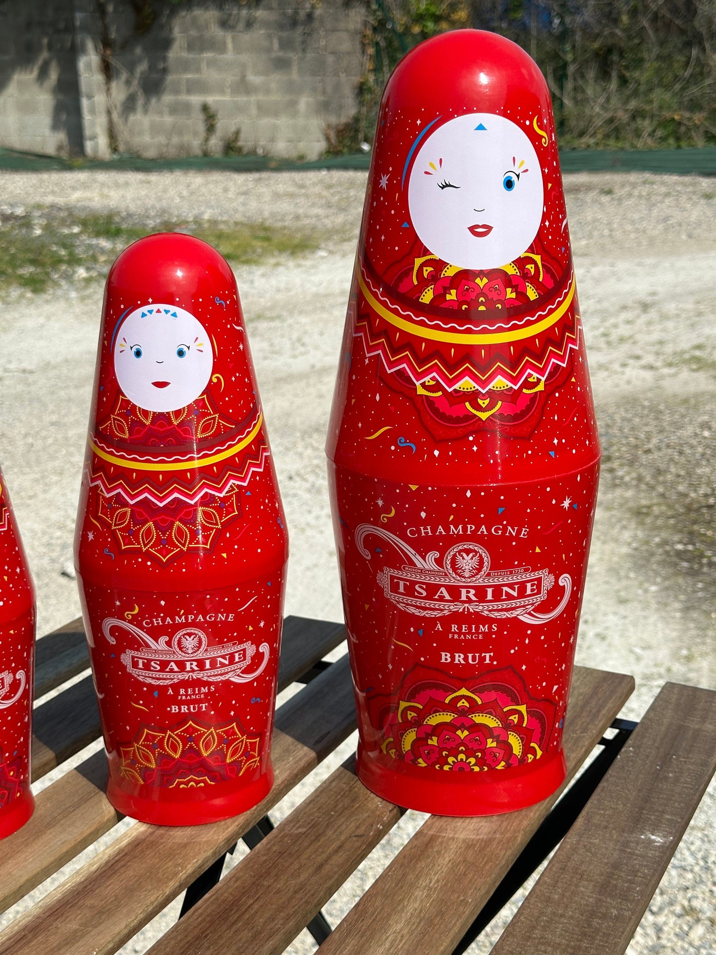 Ensemble de 3 Coffrets à Bouteilles de Champagne Tsarine, Poupées Russes, Vintage 1990