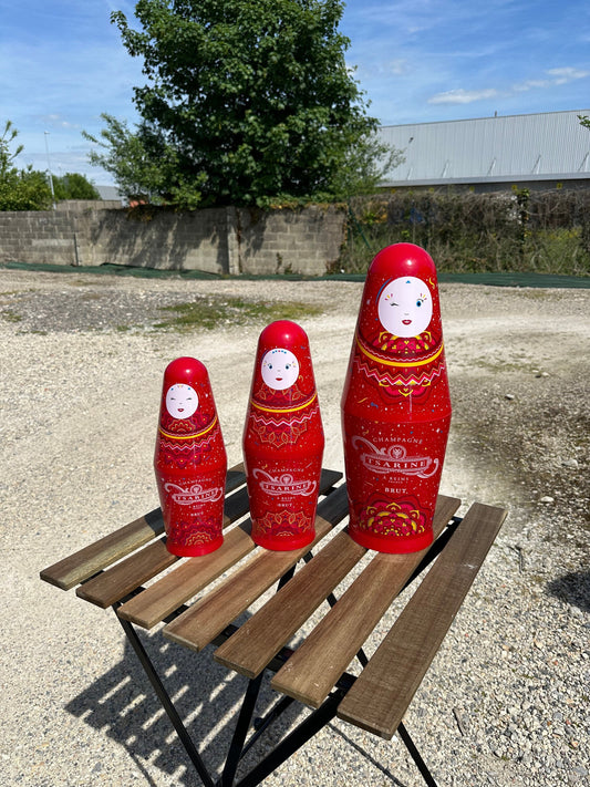 Ensemble de 3 Coffrets à Bouteilles de Champagne Tsarine, Poupées Russes, Vintage 1990