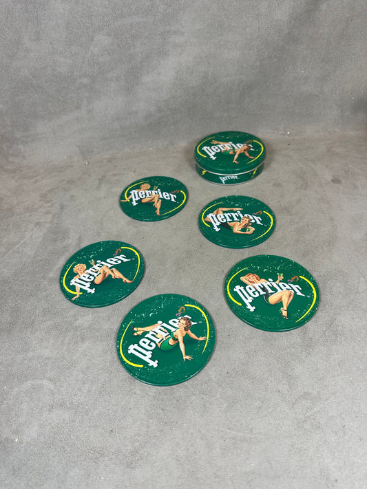Set Perrier de 5 sous verres vintage made in France Années 1980
