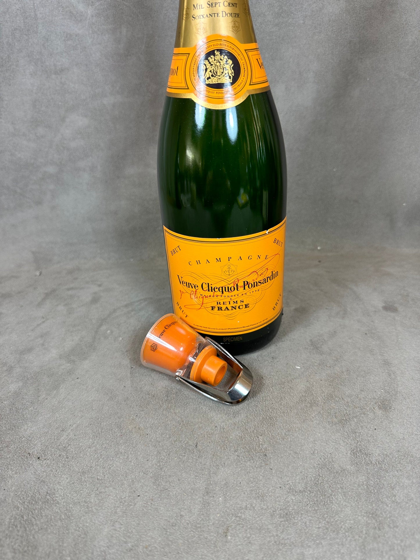 Trendy line stopper for opened bottles of Veuve Cliquot Ponsardin champagne