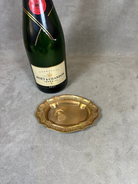 RARE Cendrier vide poche en laiton vintage champagne Moet&Chandon Années 1950 Made in France