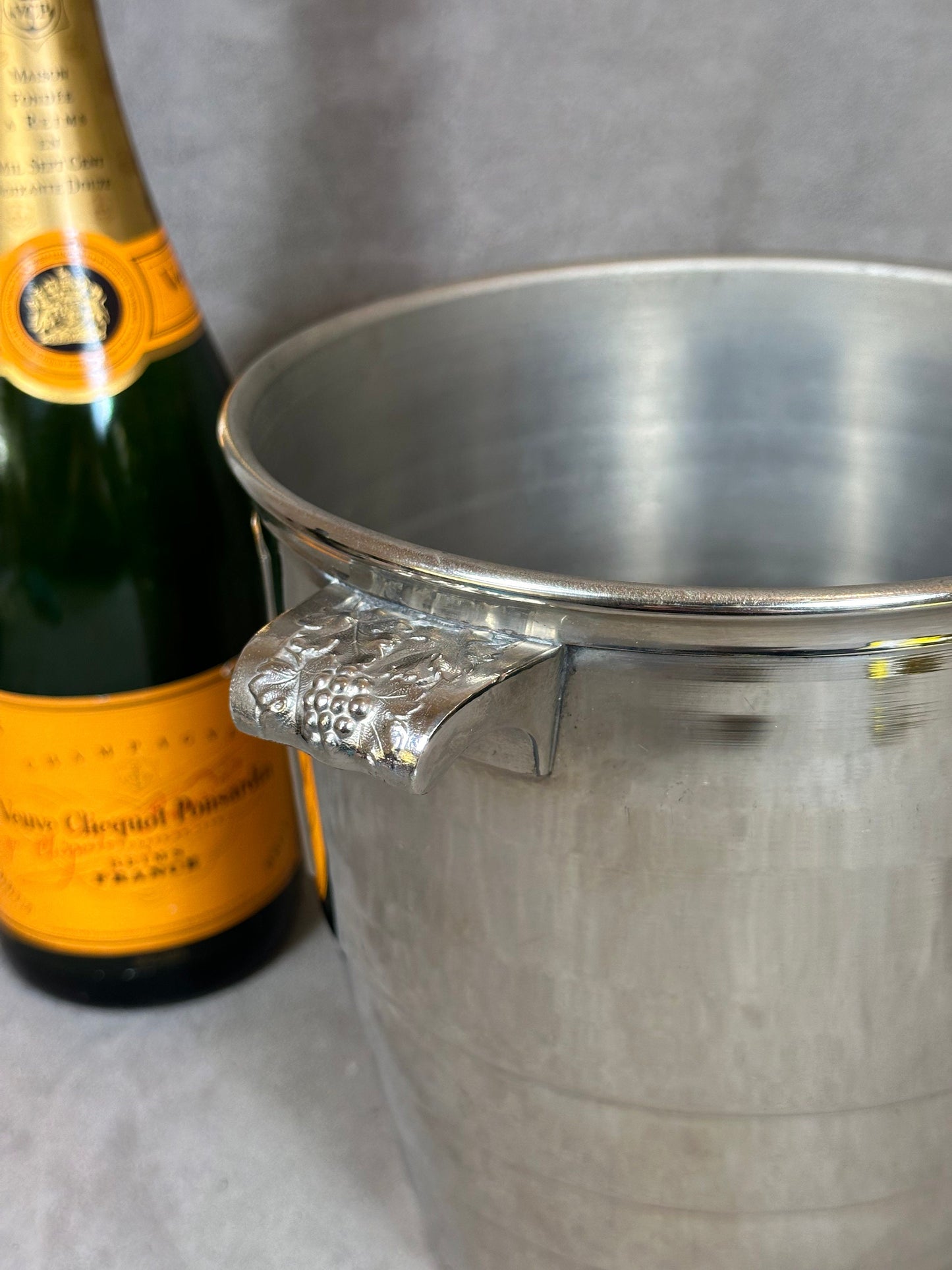 VERY RARE Veuve Clicquot Magnificent ARGIT silver metal bucket for champagne bottle Champagne Made in France