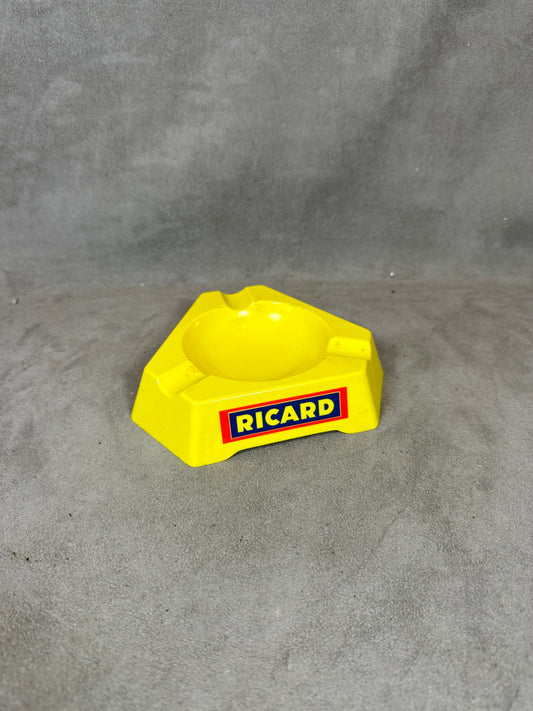 Ricard cendrier de bar triangulaire publicitaire jaune en plastique Vintage 1960