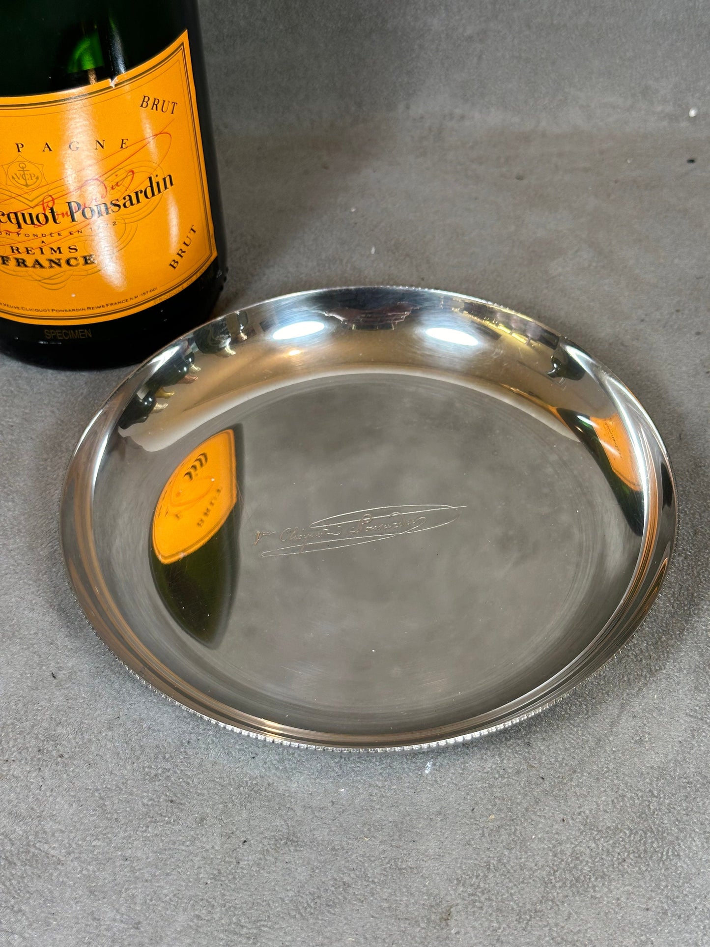 VERY RARE Veuve Clicquot Taste silver plated wine La Grande Dame vintage collectible Made in France