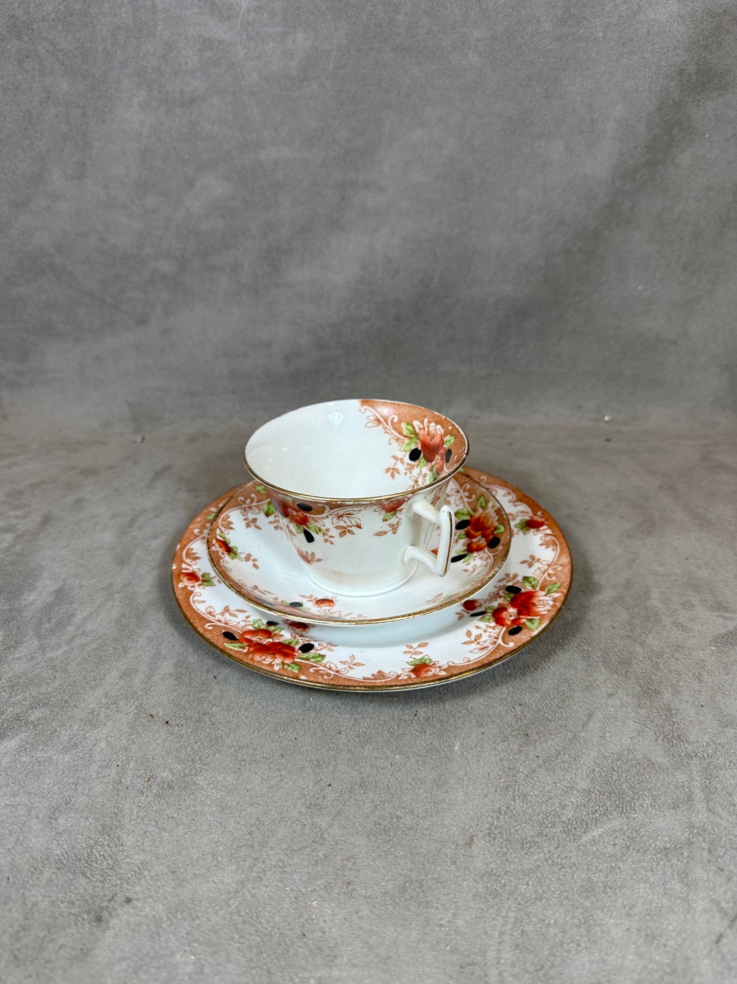 Porcelain Teacup Set by Melba China, Made in England, Vintage 1970