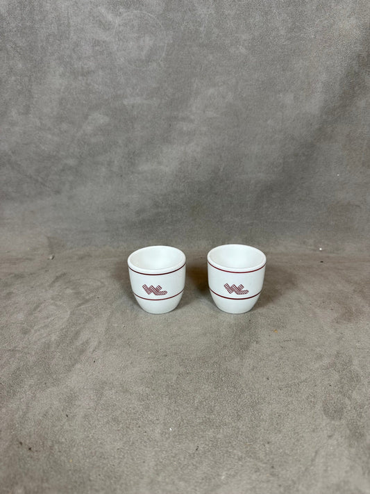 Lot de 2 tasses à café en porcelaine Les Wagons Lits par Dudson Made in England Vintage 1970